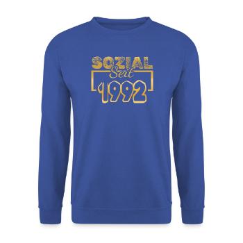 Sozial 1992 - Unisex Pullover - Royalblau - Vorne - Alina (178cm) & Michal (187cm)