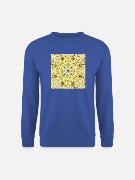 Kaleidoskopisches Gelbgrün Mandala - Unisex Pullover - Royalblau