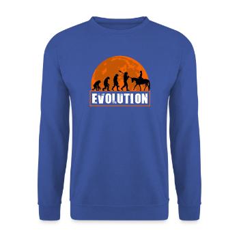Evolution des Menschen Reitkunst - Unisex Pullover - Royalblau - Vorne - Alina (178cm) & Michal (187cm)