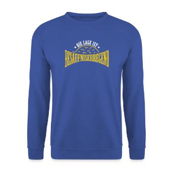 Die Lage ist Besäufniserregend - Unisex Pullover - Royalblau - Vorne - Alina (178cm) & Michal (187cm)