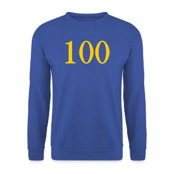 100. 100 JAHRE. 100-JÄHRIGES JUBILÄUM. GEBURTSTAG 100 - Unisex Pullover - Royalblau - Vorne - Alina (178cm) & Michal (187cm)