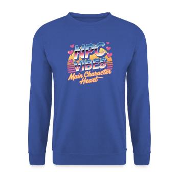 NPC Vibes | Main Character Energy Gaming - Unisex Pullover - Royalblau - Vorne - Alina (178cm) & Michal (187cm)
