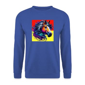 Pferd - Unisex Pullover - Royalblau - Vorne - Alina (178cm) & Michal (187cm)