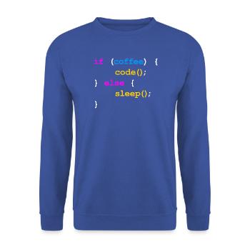 Kein Kaffee Kein Code Programmierer Informatiker - Unisex Pullover - Royalblau - Vorne - Alina (178cm) & Michal (187cm)