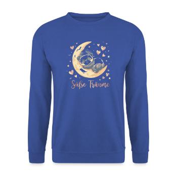 Süße Träume Panda Mond - Unisex Pullover - Royalblau - Vorne - Alina (178cm) & Michal (187cm)