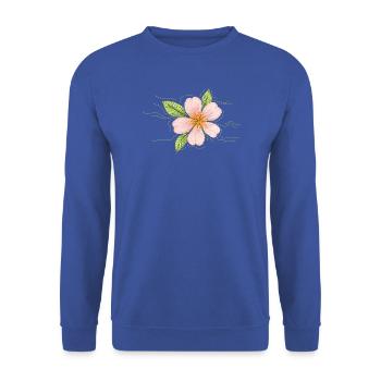 Kirschblüte im Stickerei-Stil  - Unisex Pullover - Royalblau - Vorne - Alina (178cm) & Michal (187cm)