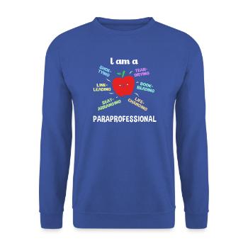 Lehrerassistent Paraprofessional Paraeducator - Unisex Pullover - Royalblau - Vorne - Alina (178cm) & Michal (187cm)