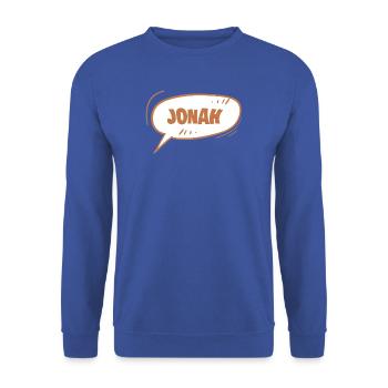Vorname Jonah - Unisex Pullover - Royalblau - Vorne - Alina (178cm) & Michal (187cm)