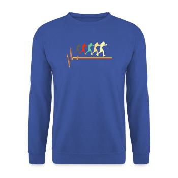 Boxing Heartbeat Evolution Retro Fighter Design - Unisex Pullover - Royalblau - Vorne - Alina (178cm) & Michal (187cm)