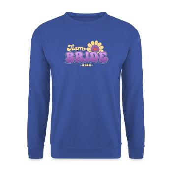 Team Braut Junggesellinnenabschied JGA 2026 - Unisex Pullover - Royalblau - Vorne - Alina (178cm) & Michal (187cm)