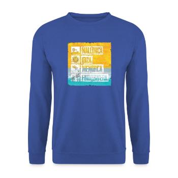 Balearen Inseln Retro Stempel - Unisex Pullover - Royalblau - Vorne - Alina (178cm) & Michal (187cm)