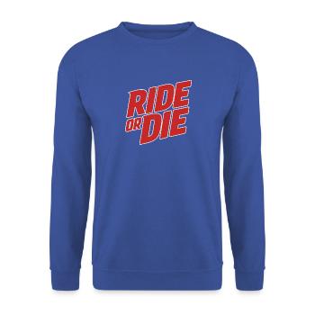 Ride or Die Schriftzug - Unisex Pullover - Royalblau - Vorne - Alina (178cm) & Michal (187cm)