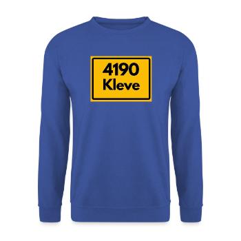 ALTE POSTLEITZAHL PLZ RETRO 4190 KLEVE – NRW - Unisex Pullover - Royalblau - Vorne - Alina (178cm) & Michal (187cm)