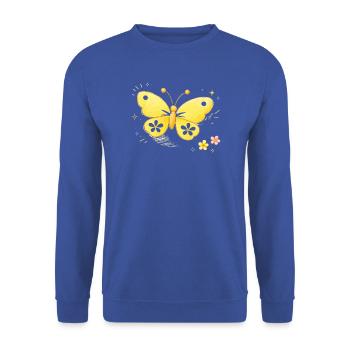 Schmetterling gelb Frühling - Unisex Pullover - Royalblau - Vorne - Alina (178cm) & Michal (187cm)