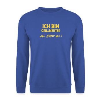Grillmeister als Job - Unisex Pullover - Royalblau - Vorne - Alina (178cm) & Michal (187cm)