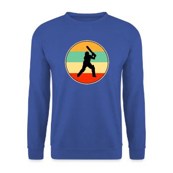 Cricketspieler Retro Vintage Sunset Silhouette - Unisex Pullover - Royalblau - Vorne - Alina (178cm) & Michal (187cm)