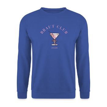 Braut Club Martini Herzen 2026 - Unisex Pullover - Royalblau - Vorne - Alina (178cm) & Michal (187cm)