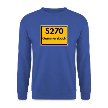 ALTE POSTLEITZAHL PLZ RETRO 5270 GUMMERSBACH - Unisex Pullover - Royalblau - Vorne - Alina (178cm) & Michal (187cm)