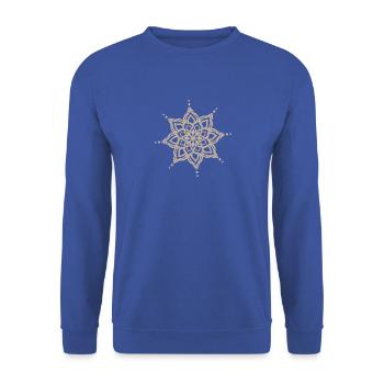 Beige Mandala-Stern-Design - Unisex Pullover - Royalblau - Vorne - Alina (178cm) & Michal (187cm)