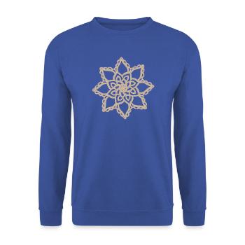 Beige-Mandala-Blumenspitze - Unisex Pullover - Royalblau - Vorne - Alina (178cm) & Michal (187cm)