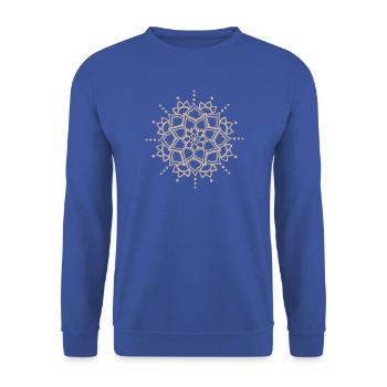 Beige Mandala-Blüte - Unisex Pullover - Royalblau - Vorne - Alina (178cm) & Michal (187cm)