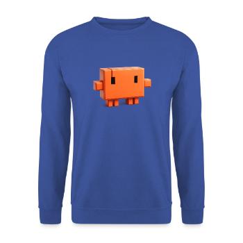 Claude Code Pixel 3D Maskottchen süßer Dev-Aufkleber - Unisex Pullover - Royalblau - Vorne - Alina (178cm) & Michal (187cm)