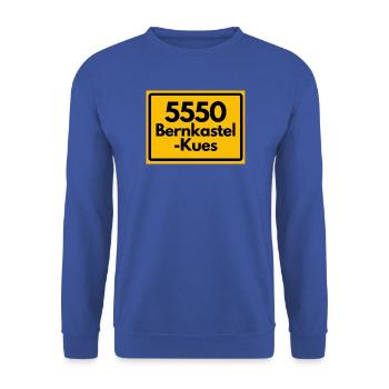 ALTE POSTLEITZAHL PLZ RETRO 5550 BERNKASTEL-KUES - Unisex Pullover - Royalblau - Vorne - Alina (178cm) & Michal (187cm)