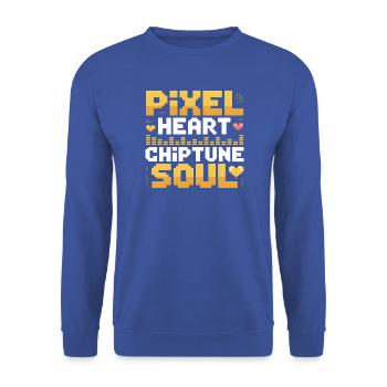 Pixelherz, Chiptune-Seele | 8-Bit Musik - Unisex Pullover - Royalblau - Vorne - Alina (178cm) & Michal (187cm)