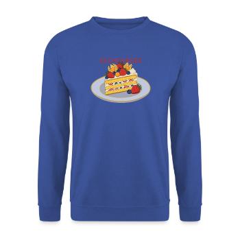 Kuchenjäger Obstkuchen Slice - Unisex Pullover - Royalblau - Vorne - Alina (178cm) & Michal (187cm)