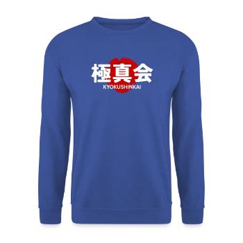 Kyokushin Karate Dojo GYM Japanische Kanji - Unisex Pullover - Royalblau - Vorne - Alina (178cm) & Michal (187cm)