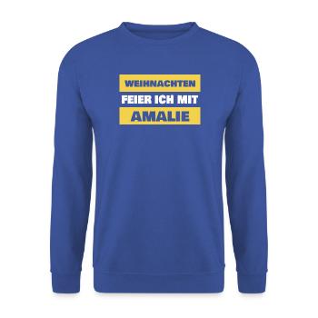 Geschenk für Amalie - Unisex Pullover - Royalblau - Vorne - Alina (178cm) & Michal (187cm)