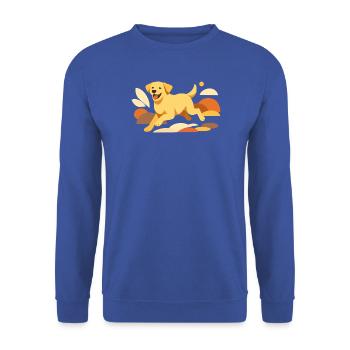 Happy Labrador Dog Illustration für Hundeliebhaber - Unisex Pullover - Royalblau - Vorne - Alina (178cm) & Michal (187cm)