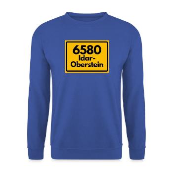 ALTE POSTLEITZAHL PLZ RETRO 6580 IDAR-OBERSTEIN - Unisex Pullover - Royalblau - Vorne - Alina (178cm) & Michal (187cm)