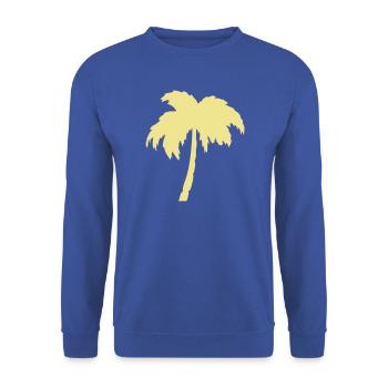 Palme Silhouette Gelb - Unisex Pullover - Royalblau - Vorne - Alina (178cm) & Michal (187cm)