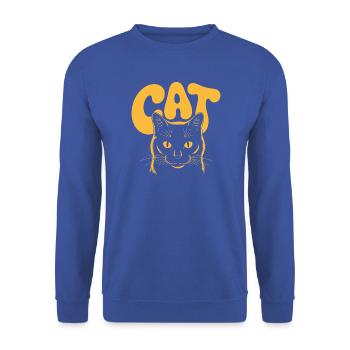 Katzenlogo Gelb für dunkle HIntergründe - Unisex Pullover - Royalblau - Vorne - Alina (178cm) & Michal (187cm)