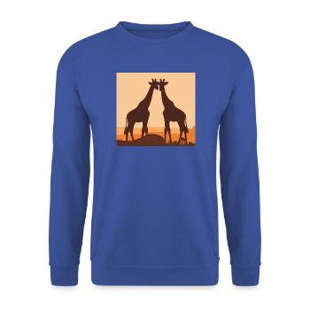 Giraffe Love Safari Silhouette Naturshirt - Unisex Pullover - Royalblau - Vorne - Alina (178cm) & Michal (187cm)
