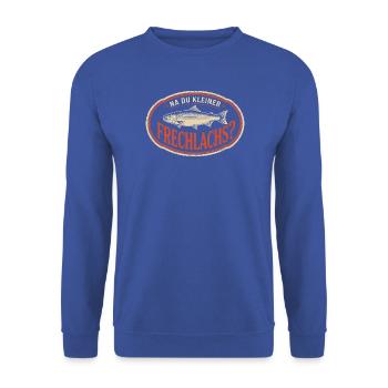 Na Du Kleiner Frechlachs Gamer Lachs Meme Zocker - Unisex Pullover - Royalblau - Vorne - Alina (178cm) & Michal (187cm)