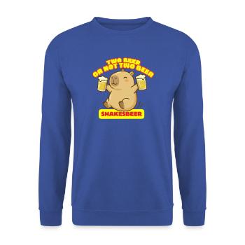 Zwei Bier oder nicht zwei Bier – Shakesbeer – Capybara - Unisex Pullover - Royalblau - Vorne - Alina (178cm) & Michal (187cm)