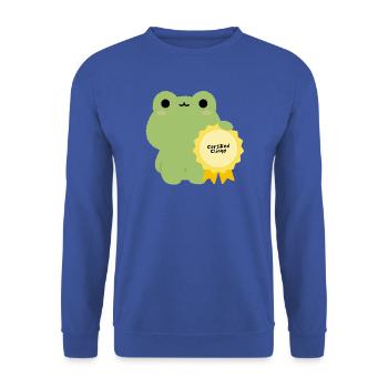 Certified Clingy Frog Badge - Unisex Sweatshirt - royal blue - Front - Alina (178cm) & Michal (187cm)