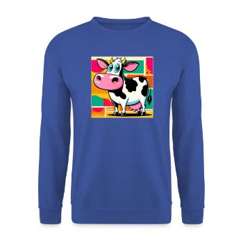 Kuh - Unisex Pullover - Royalblau - Vorne - Alina (178cm) & Michal (187cm)