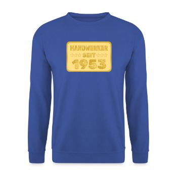 seit 1953 - Unisex Pullover - Royalblau - Vorne - Alina (178cm) & Michal (187cm)