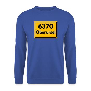 ALTE POSTLEITZAHL PLZ RETRO 6370 OBERURSEL HEIMAT - Unisex Pullover - Royalblau - Vorne - Alina (178cm) & Michal (187cm)