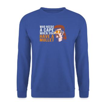 Mullet Haarschnitt Vokuhila - Unisex Pullover - Royalblau - Vorne - Alina (178cm) & Michal (187cm)