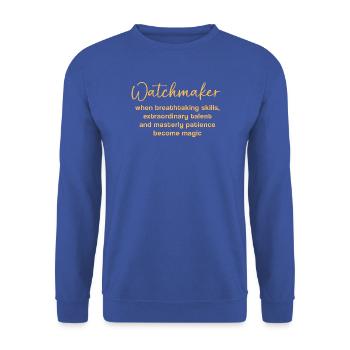 Uhrwerk Uhr - Unisex Pullover - Royalblau - Vorne - Alina (178cm) & Michal (187cm)