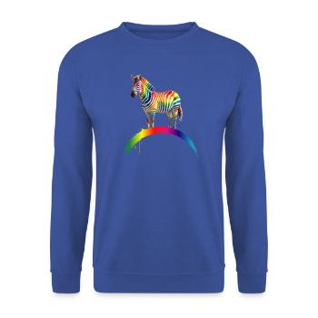 Regenbogen Zebra Farbverlauf Kunst Design - Unisex Pullover - Royalblau - Vorne - Alina (178cm) & Michal (187cm)