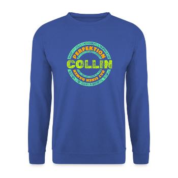 Geschenk für Collin - Unisex Pullover - Royalblau - Vorne - Alina (178cm) & Michal (187cm)