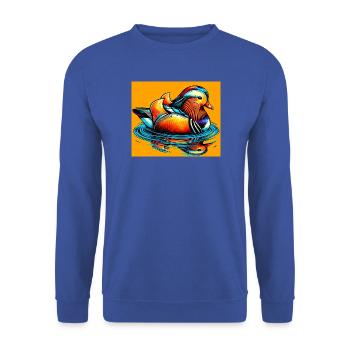Mandarinente - Unisex Pullover - Royalblau - Vorne - Alina (178cm) & Michal (187cm)