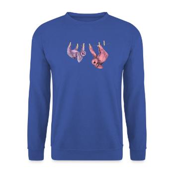 Faultier chillt  lustig Tiermotiv Geschenkidee - Unisex Pullover - Royalblau - Vorne - Alina (178cm) & Michal (187cm)