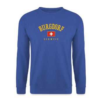 Burgdorf Schweiz Emblem - Unisex Pullover - Royalblau - Vorne - Alina (178cm) & Michal (187cm)