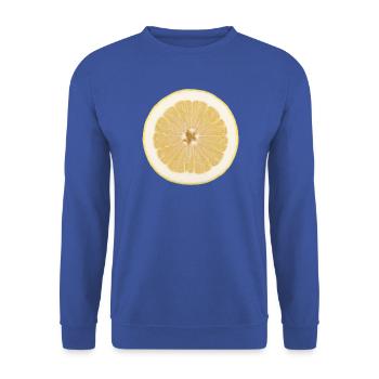 Zitrone, Citrus, Zitronenscheibe, Shirt, Hoodie - Unisex Pullover - Royalblau - Vorne - Alina (178cm) & Michal (187cm)